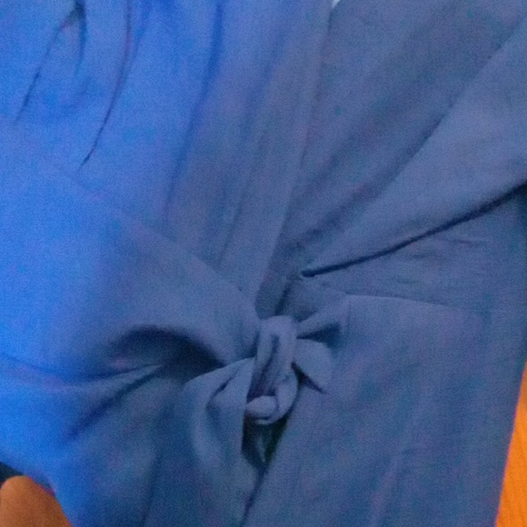 Anne Klein Lapis Blue V-neck Wrap Dress 3/4 Sleeve Size 18 - Picture 9 of 9